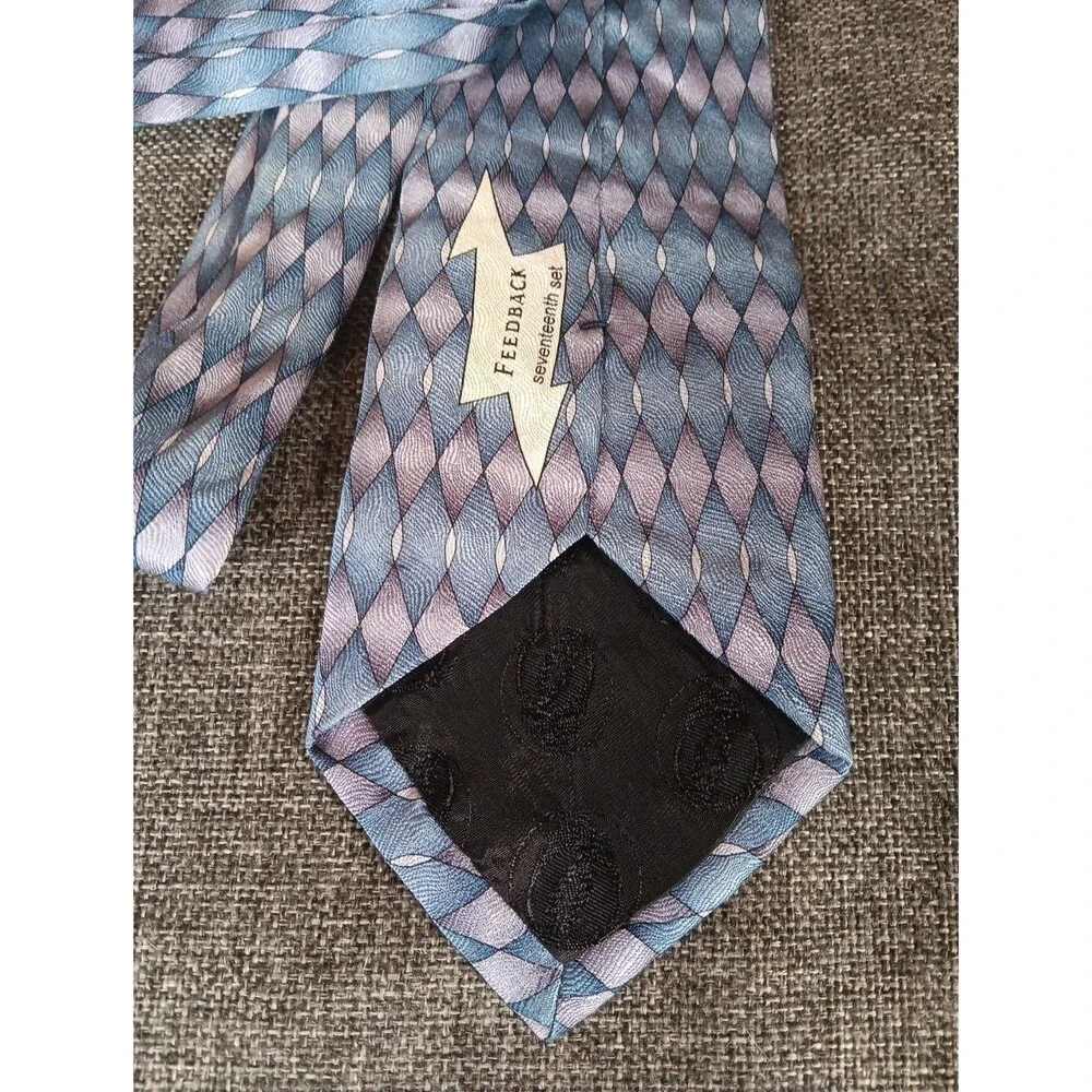 Tie 70s 80s 90s Y2K Mens Grateful Dead Silk Blue Silver 4 Wide 58 Long